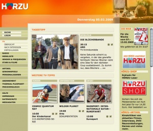 Relaunch Hörzu Online - Electronic Program Guide Homepage