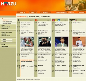 Relaunch Hörzu Online - Electronic Program Guide Listing
