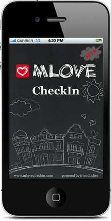 MLOVE CheckIn iPhone App - Home Screen