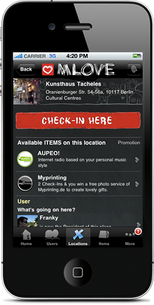 MLOVE CheckIn iPhone App - Locations, Checkin